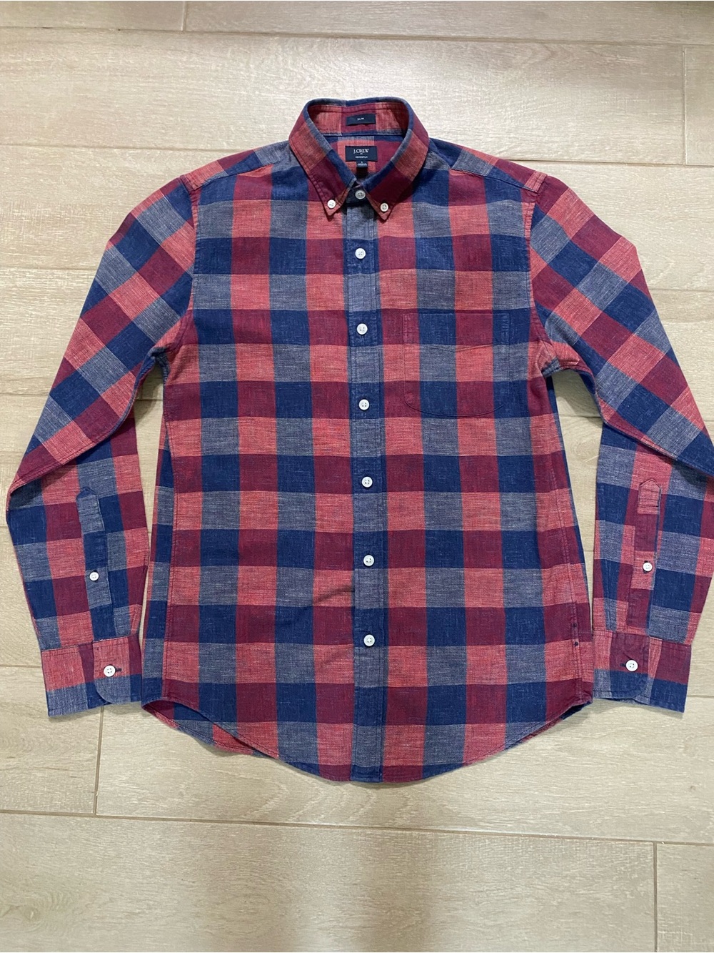 J. Crew Red and Blue Plaid Button-Down Shirt